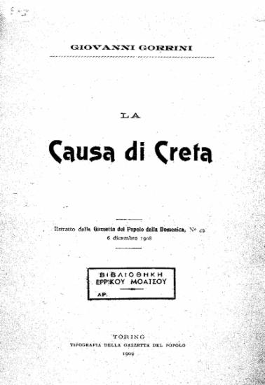 La Causa di Creta / Giovanni Gorrini.