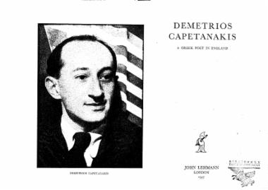 Demetrios Capetanakis : a greek poet in England.