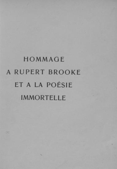 Hommage à Rupert Brooke et à la poesie immortelle.