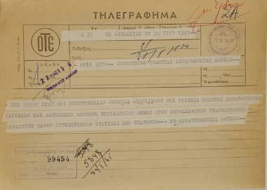 Telegram from the agricultural director of Livadia