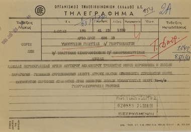 Τηλεγράφημα του γεωργοδιευθυντή Λαμίας