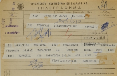 Telegram from the agricultural director of Syros