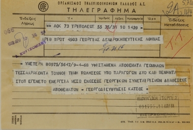 Telegram from the agricultural director of Tripoli