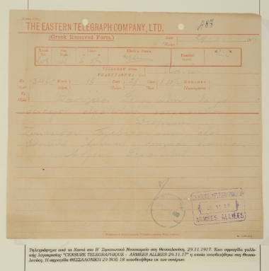 World War I telegram
