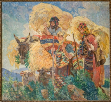 Τρεις χωρικές με κριάρι,γαϊδούρι και προβατίνα