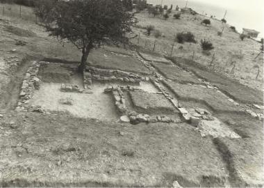 Vestiges des maison de  l'époque hellenistique dans le champ de I.  Papaioannou à Tolophon.