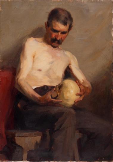 Σπουδή ανδρός καθημένου με κρανίο