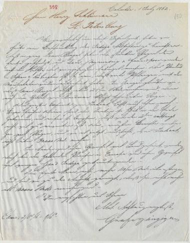 Letter sent by Graf & Banziger to Schliemann, Heinrich, 1862