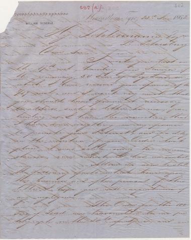 Letter sent by Scheele, William to Schliemann, Heinrich, 1862