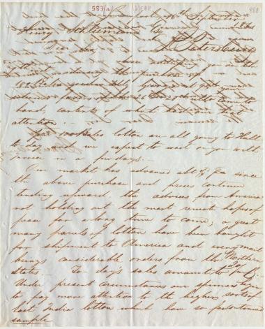 Letter sent by Prange & Meyer to Schliemann, Heinrich, 1861