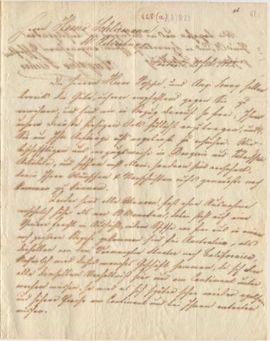 Letter sent by Fischer, August and Fischer, Georg to Schliemann, Heinrich, 1853