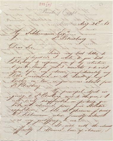 Letter sent by Nicaty, Jules A. to Schliemann, Heinrich, 1865