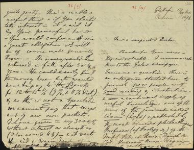 Letter sent by Bogouschevsky, Nicolas de to Schliemann, Heinrich, 1878