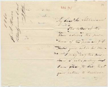 Letter sent by Jung, ? to Schliemann, Heinrich, 1860