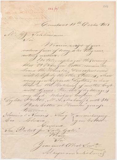 Letter sent by Maynard & Fishwicks to Schliemann, Heinrich, 1861