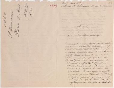 Letter sent by Beaurain, Polynice to Schliemann, Heinrich, 1868