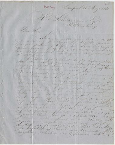 Letter sent by Schröder, Henry J. & Co. to Schliemann, Heinrich, 1860