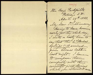 Letter sent by Smith, Philip to Schliemann, Heinrich, 1883