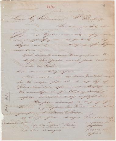 Letter sent by Schröder, B. H. & Co. to Schliemann, Heinrich, 1862