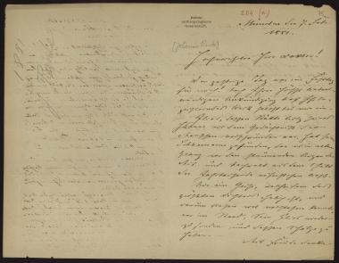 Letter sent by Ranke, Johannes to Schliemann, Heinrich, 1881