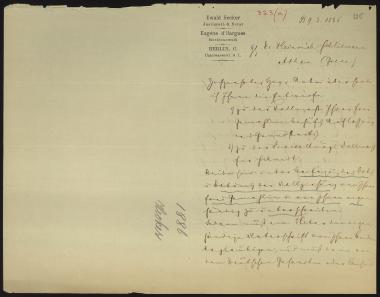 Letter sent by Hecker, Ewald to Schliemann, Heinrich, 1886
