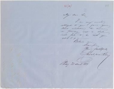 Letter sent by Wachter, Const. to Schliemann, Heinrich, 1864