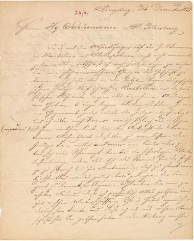 Letter sent by Adelson, Jacob to Schliemann, Heinrich, 1854
