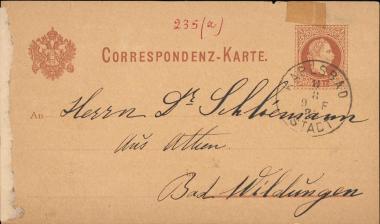 Letter sent by Σλήμαν, Σοφία to Schliemann, Heinrich, 1883
