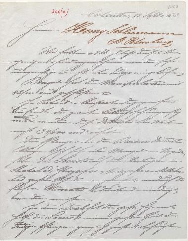Letter sent by Graf & Banziger to Schliemann, Heinrich, 1863