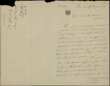 Letter sent by Wunderly, J. Dore to Schliemann, Heinrich, 1876