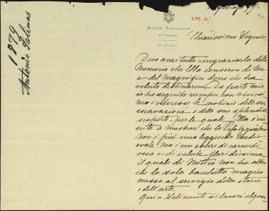 Letter sent by Salinas, Antonio to Schliemann, Heinrich, 1879