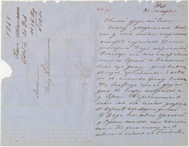 Letter sent by Schliemann, Ekaterina Pyotrovna to Schliemann, Heinrich, 1865