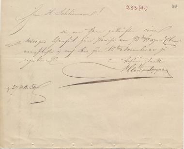 Letter sent by Poppe, Heinrich to Schliemann, Heinrich, 1850