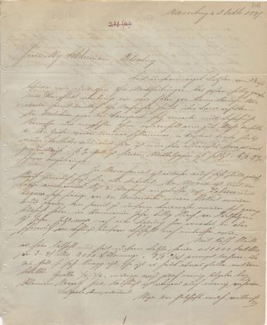 Letter sent by Schröder Bros. & Co. to Schliemann, Heinrich, 1847