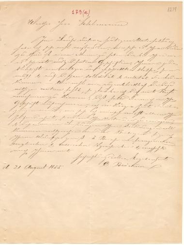 Letter sent by Brückner, C. to Schliemann, Heinrich, 1855