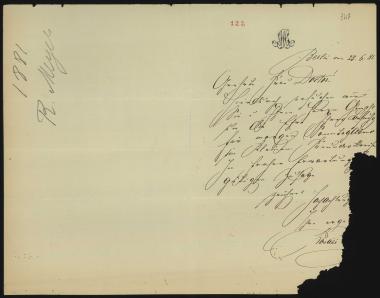 Letter sent by Meyer, Rosalie to Schliemann, Heinrich, 1881