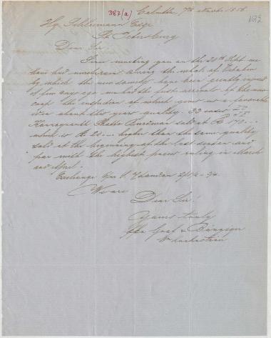 Letter sent by Graf & Banziger to Schliemann, Heinrich, 1856