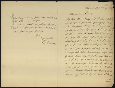 Letter sent by Virchow, Rudolf to Schliemann, Heinrich, 1882