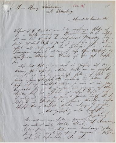 Letter sent by Laaser, H. to Schliemann, Heinrich, 1855
