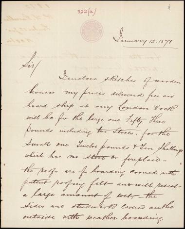 Letter sent by Lascelles, W. H. to Schliemann, Heinrich, 1871