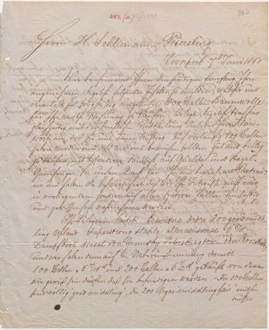 Letter sent by Drake, Kleinwort & Cohen to Schliemann, Heinrich, 1860