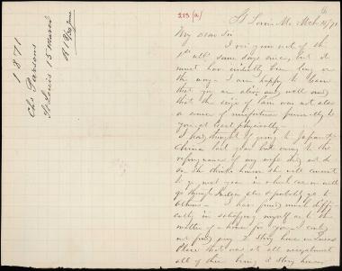 Letter sent by Parsons, Charles to Schliemann, Heinrich, 1871