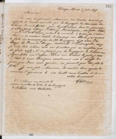 Copy of letter by Schliemann, Heinrich to Thibaut-Brignolles, Th. 1869