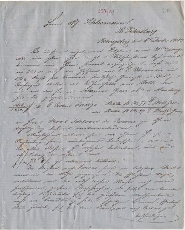 Letter sent by Oehlmann, L. & Co. to Schliemann, Heinrich, 1855