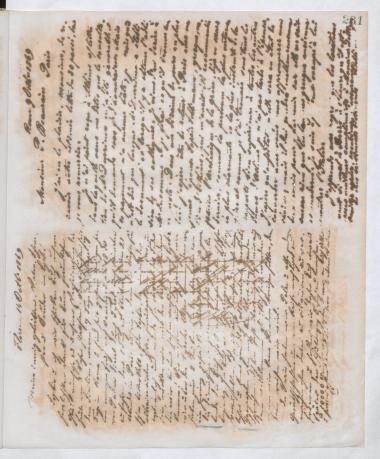 Copy of letter by Schliemann, Heinrich to Beaurain, Polynice, 1869