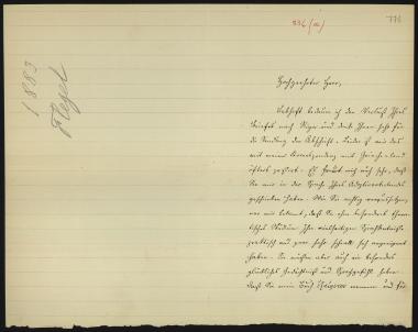 Letter sent by Flegel, Th. to Schliemann, Heinrich, 1882