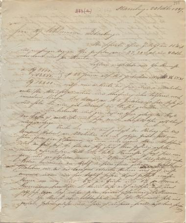 Letter sent by Schröder Bros. & Co. to Schliemann, Heinrich, 1847