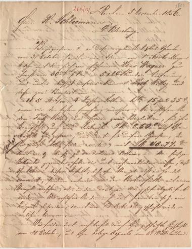 Letter sent by Mayer & Co. to Schliemann, Heinrich, 1856