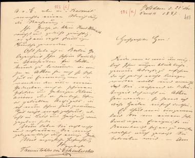 Letter sent by Eckenbrecher, Themistokles  to Schliemann, Heinrich, 1887