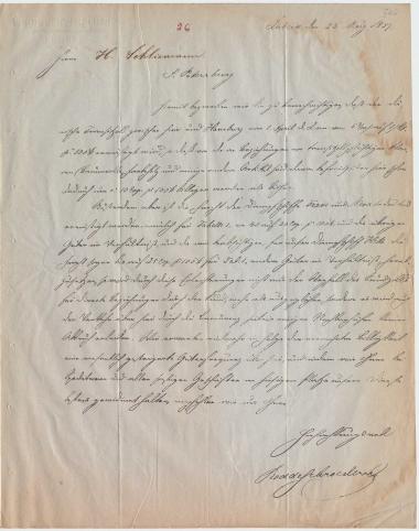 Letter sent by Rodde, Schroeder & Co. to Schliemann, Heinrich, 1857